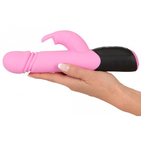 Розовый вибратор-кролик Thrusting Rabbit - 25 см.